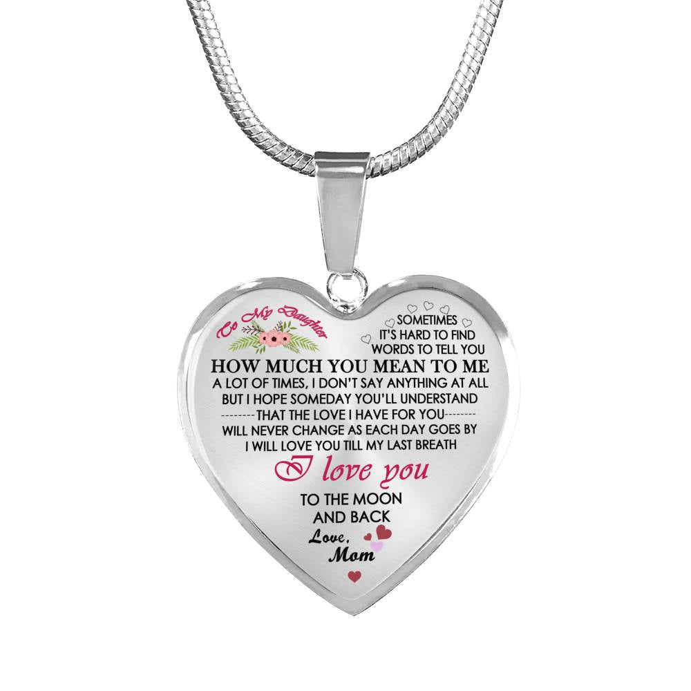 CHISIDE Mom To My Daughter Pendant Necklace Chain - I Love You To The Moon And Back Jewelry Mother And Child Necklaces - Anniversary Birthday Gifts For Little Girl, Kids