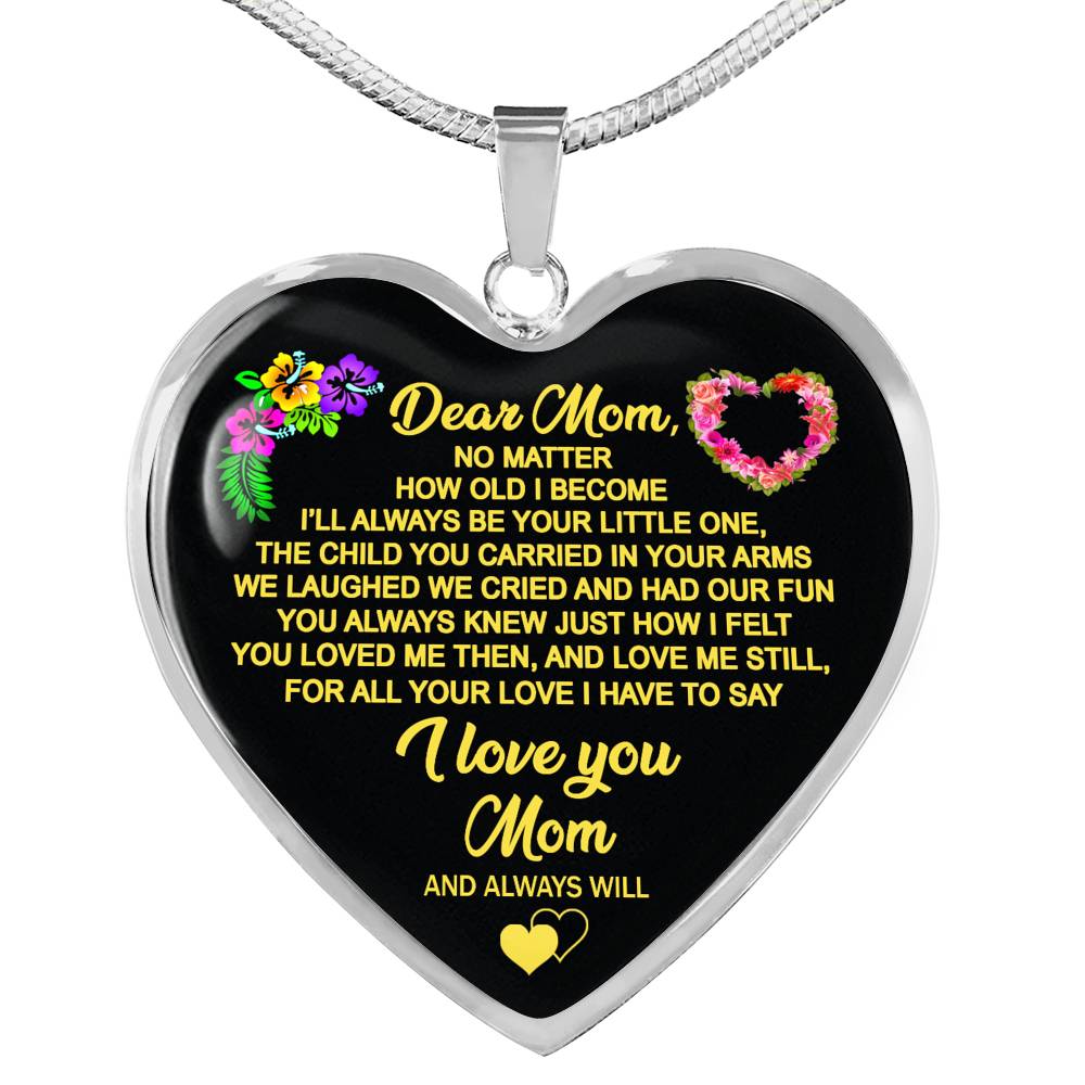 Mom Pendant Necklace Stainless Steel / Gold Plated I Love You Necklaces Custom