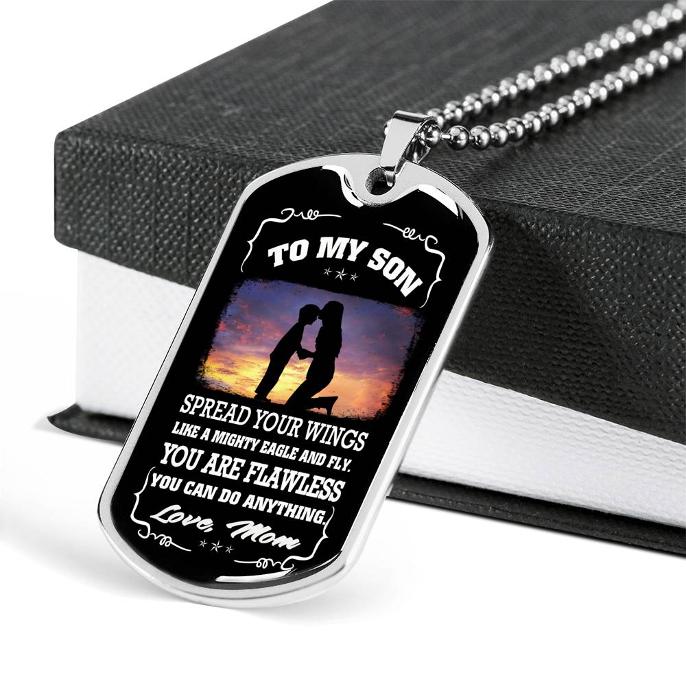You Can Do Anything Dog Tag Military Love Mom - Mother And Child Necklace For Little Boy, Teen Boy - Anniversary Gag Gifts Pendant Measures 28.5mm x 51mm