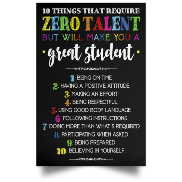 10 Things That Require Zero Talent Back To School Classroom Management Poster