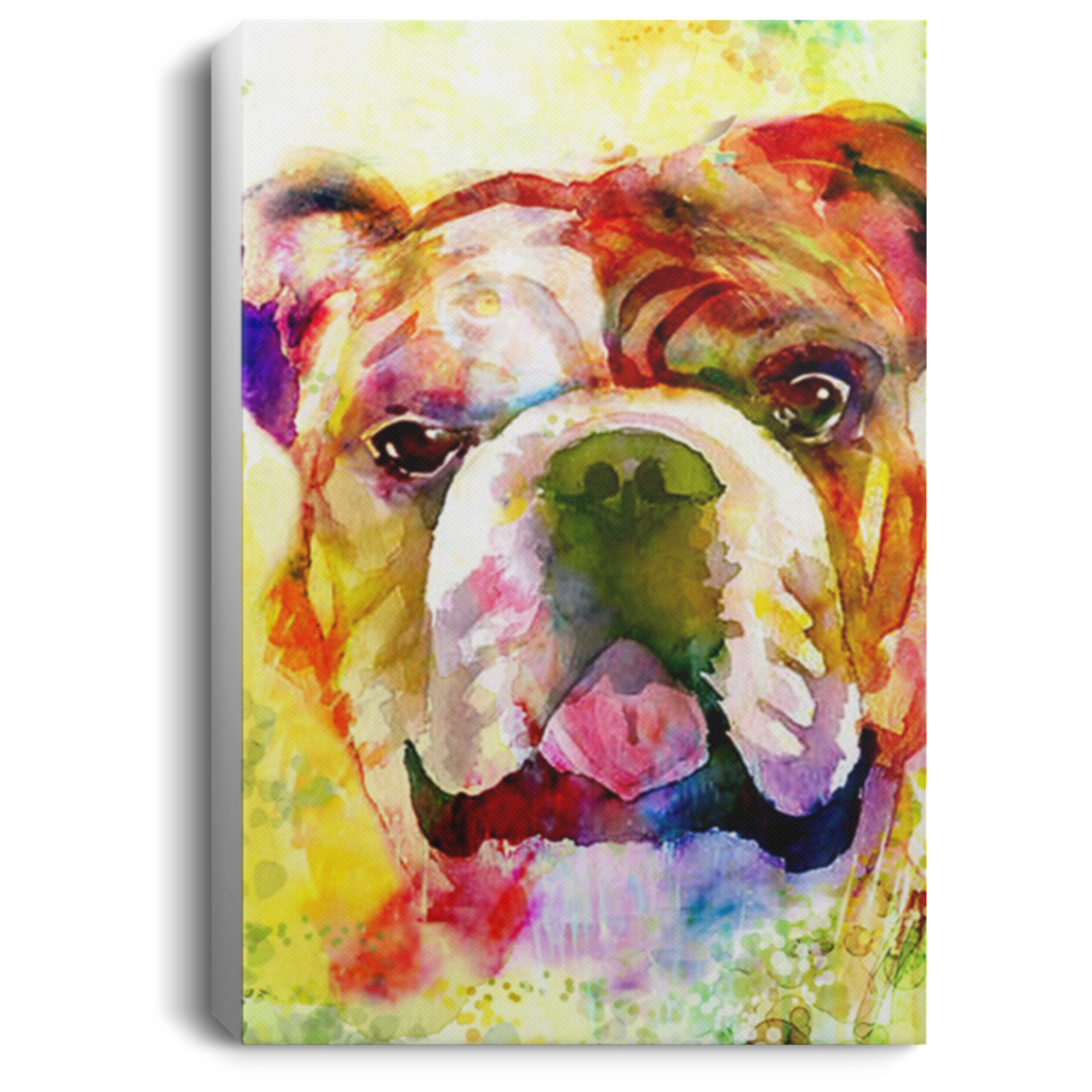 200822H Bulldog Face Canvas Poster Wall Art Print Picture Funny Gift For Men Women On Birthday Christmas Wrapped Ready To Hang 8x12 12x18 16x24