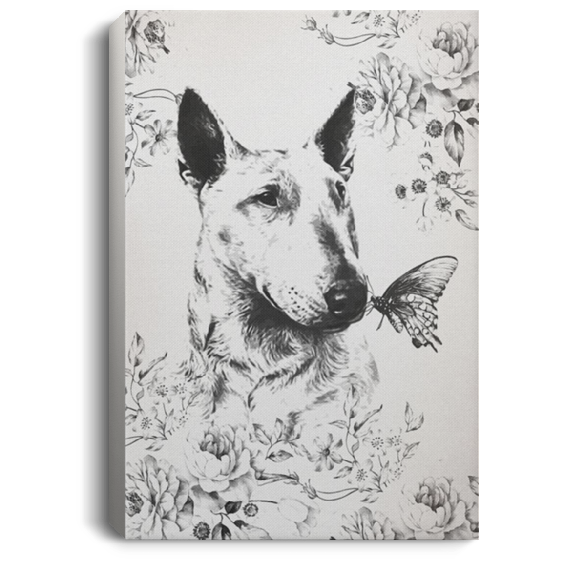 200822H Canvas Wall Art Decor Living Room Bedroom Bull Terrier Butterfly Funny Gift For Men Women On Birthday Christmas Wrapped Ready To Hang 8x12 12x18 16x24