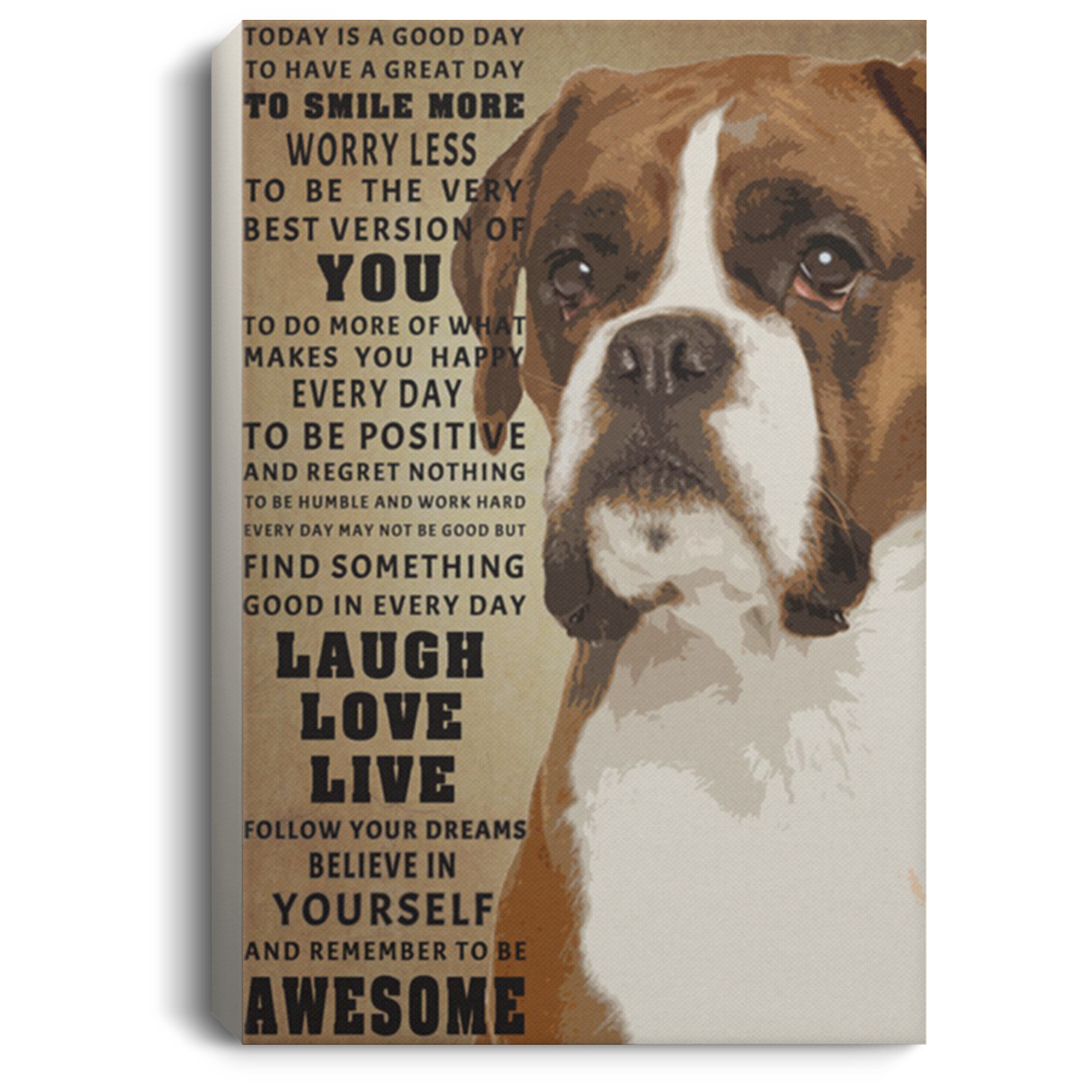 200822H Boxer To Be Awesome Wrapped Framed Canvas Poster Picture Personalized Gift For Men Women 8x12 12x18 16x24
