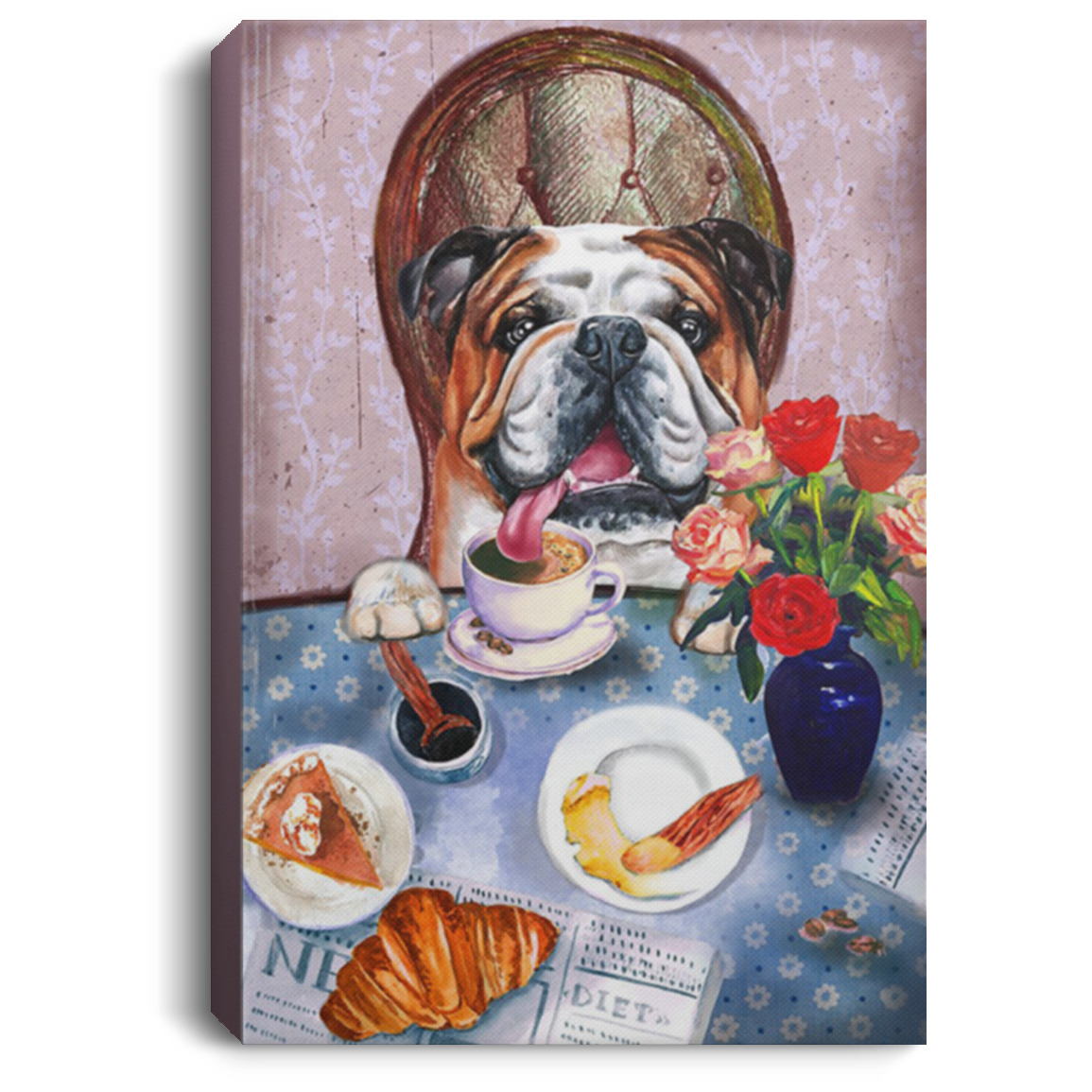 200822H Bulldogs Breakfast Wall Art Canvas Home Funny Gift For Men Women On Birthday Christmas Wrapped Ready To Hang 8x12 12x18 16x24