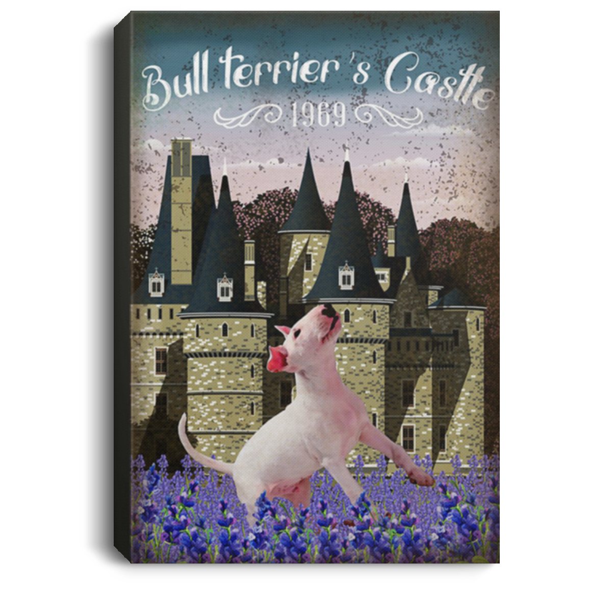 200822H Bull Terrier's Castte Canvas Wall Art For Living Room Bedroom Office Wrapped Ready To Hang 8x12 12x18 16x24