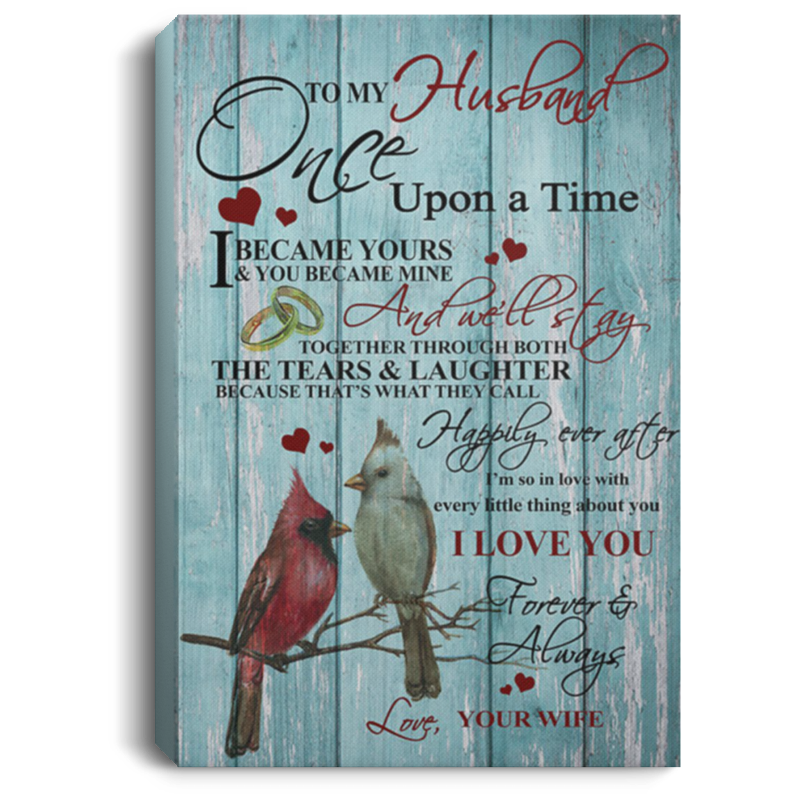 200813BB To My Husband From Wife Cardinal Canvas Poster Custom Awesome Birthday Christmas Ideas Great Gift Decoration 8x12 12x18 16x24
