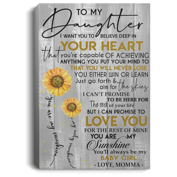 200813BB Daughter Canvas Wall Art Print Sunflower You'll Always Be My Baby Girl Poster Print 8x12 12x18 16x24