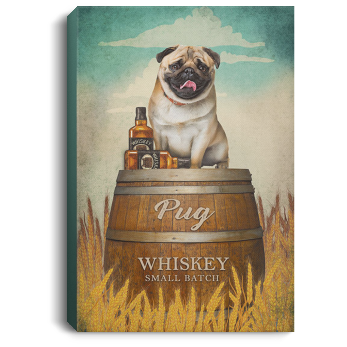 200822H Pug Dog And Wife Canvas Wall Art For Living Room Bedroom Office Bar Gift For Men Women On Birthday Xmas Anniversary Wrapped Ready To Hang 8x12 12x18 16x24