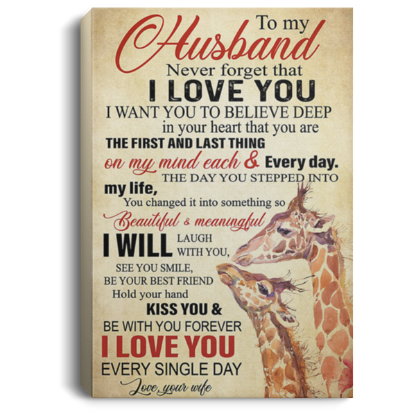 200813BB To My Husband From Wife Giraffe Inspiration Canvas Wall Art Awesome Birthday Christmas Ideas Great Gift Decoration 8x12 12x18 16x24