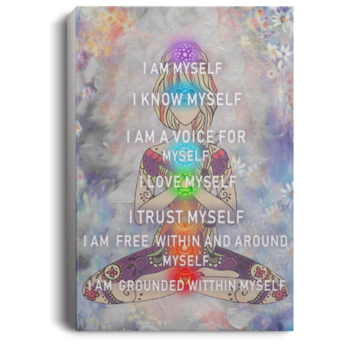 200818EE I Am Myself Yoga Girl Canvas Posters For Walls Awesome Birthday Christmas Ideas Great Gift Decoration 8x12 12x18 16x24