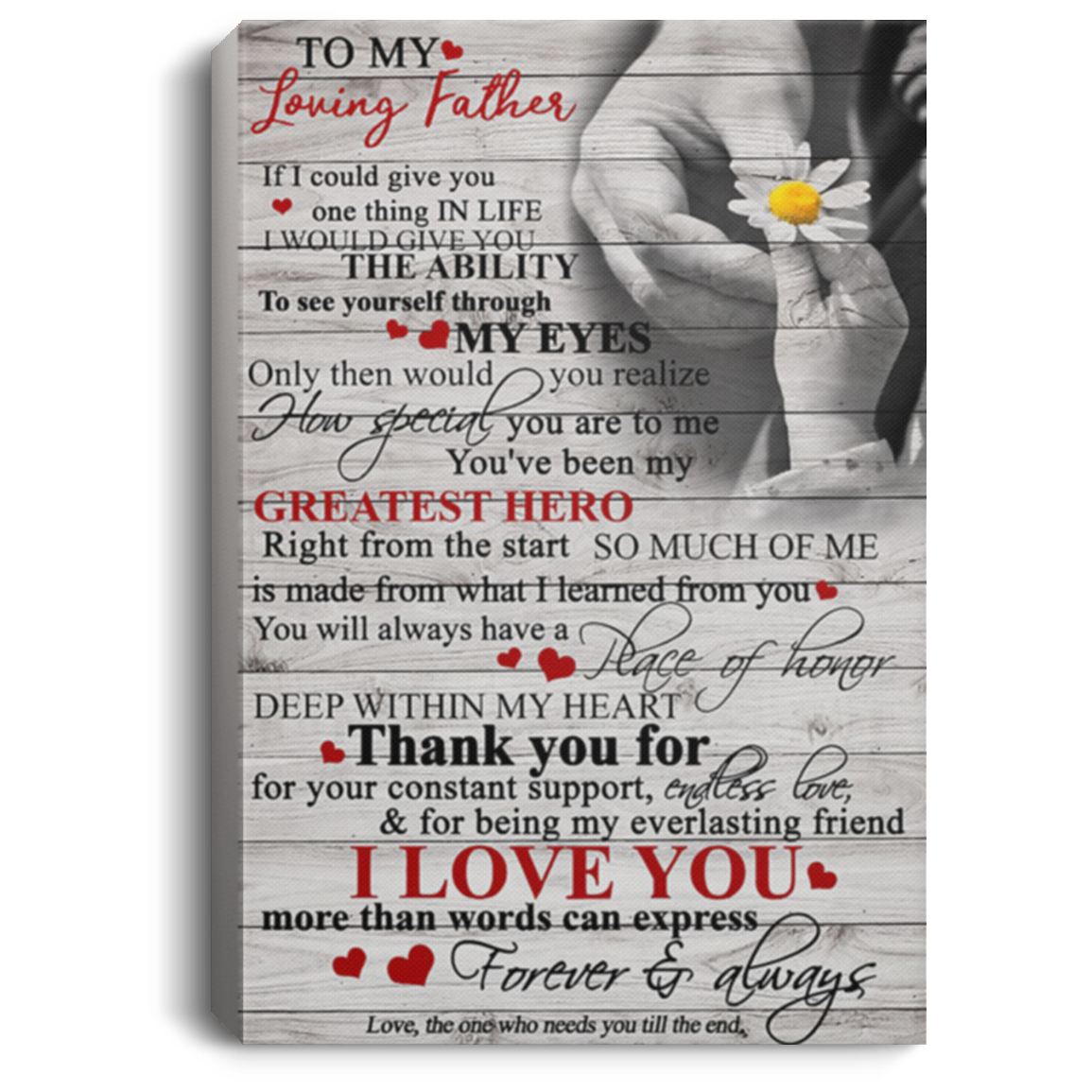 200813BB Loving Father Family Quotes Canvas Wall Art From Son Daughter - Perfect Birthday Christmas Ideas Great Gift Decoration 8x12 12x18 16x24