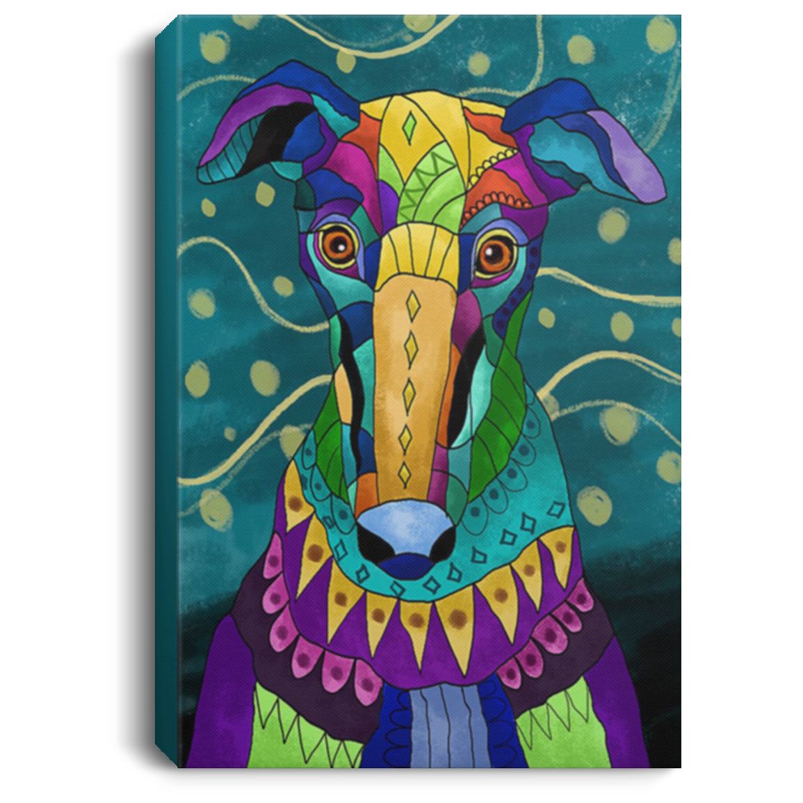 200825G Greyhound Colorful Dog Canvas Custom Anniversary Birthday Christmas Ideas Great Gift Decoration 8x12 12x18 16x24