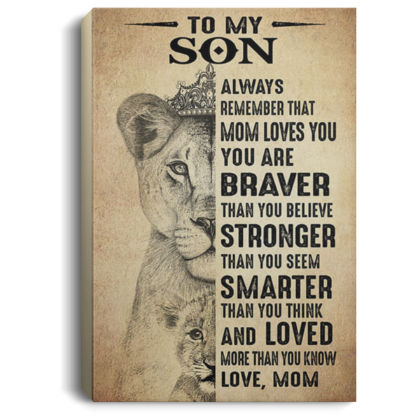 200813BB To My Son Love Mom Lion Canvas Wall Art For Living Room Perfect Birthday Great Gift Ideas Decoration 8x12 12x18 16x24