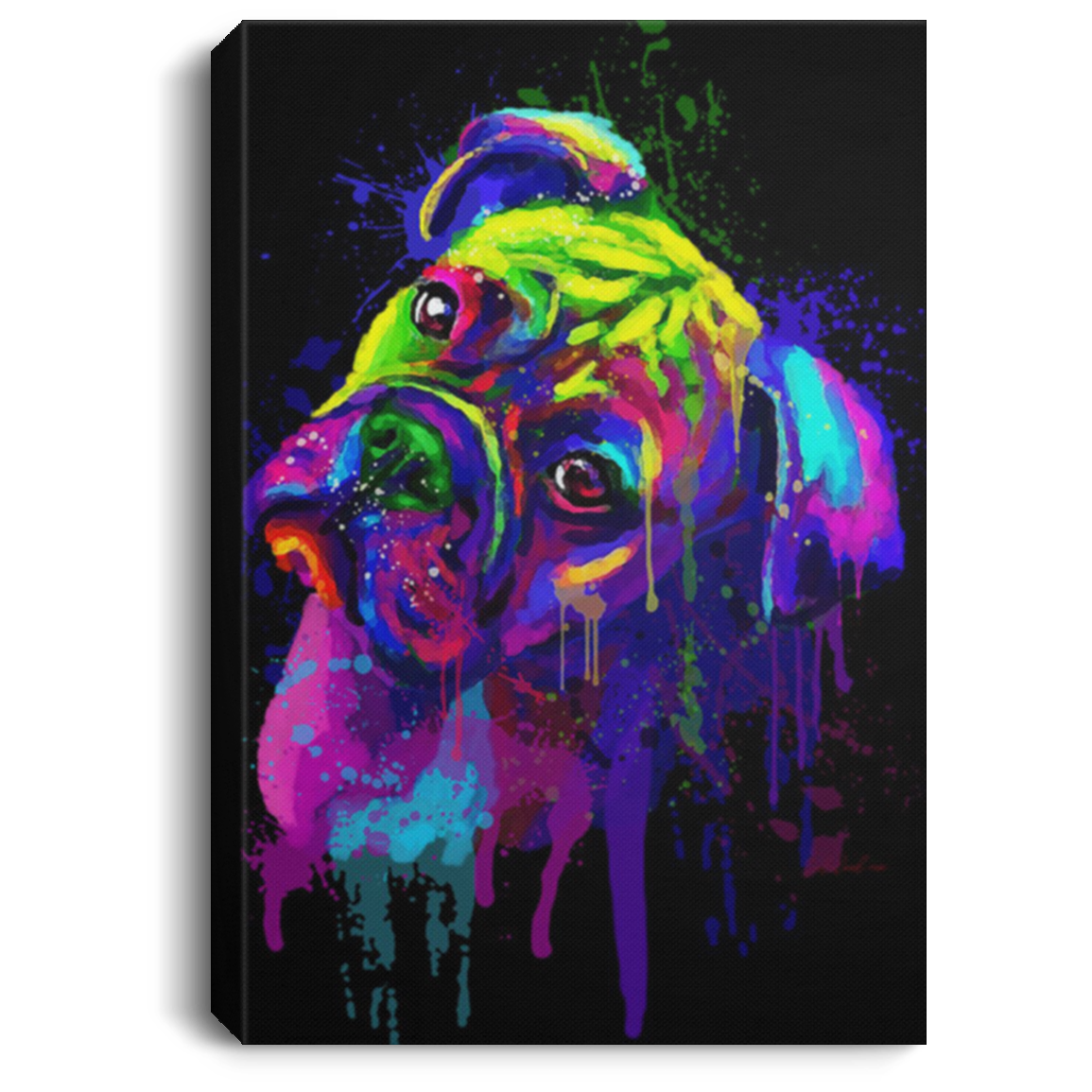 200822H Boxer Dog Water Colorful Picture Canvas Wall Art For Living Room Office Bedroom Wrapped Ready To Hang 8x12 12x18 16x24