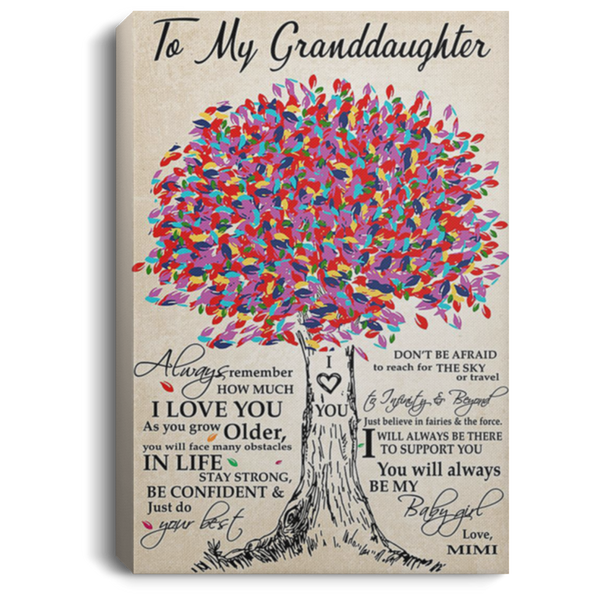 200813BB Family Canvas Art Tree To My Granddaughter From Grandma Perfect Birthday Christmas Ideas Great Gift Decoration 8x12 12x18 16x24