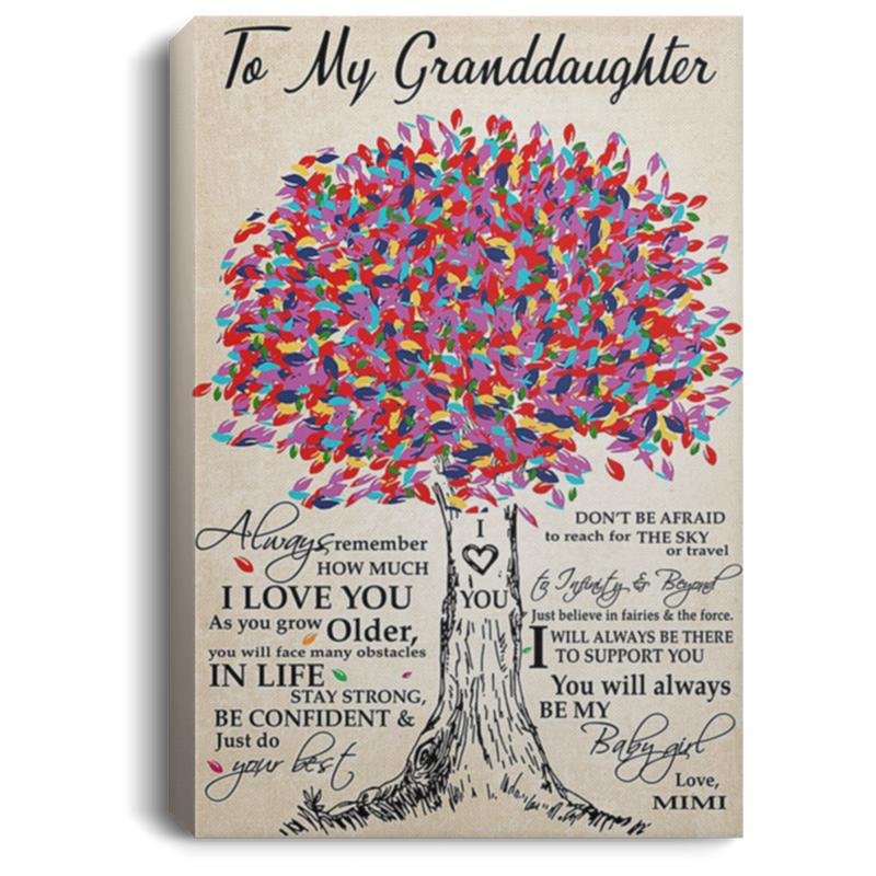 200813BB Family Canvas Art Tree To My Granddaughter From Grandma Perfect Birthday Christmas Ideas Great Gift Decoration 8x12 12x18 16x24