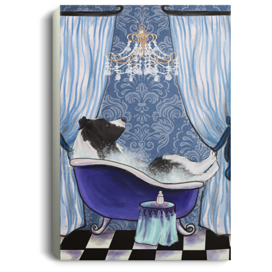 200825G Border Collie Bath Canvas Art Wall Decor For Living Room Bedroom Awesome Birthday Christmas Ideas Great Gift Decoration 8x12 12x18 16x24