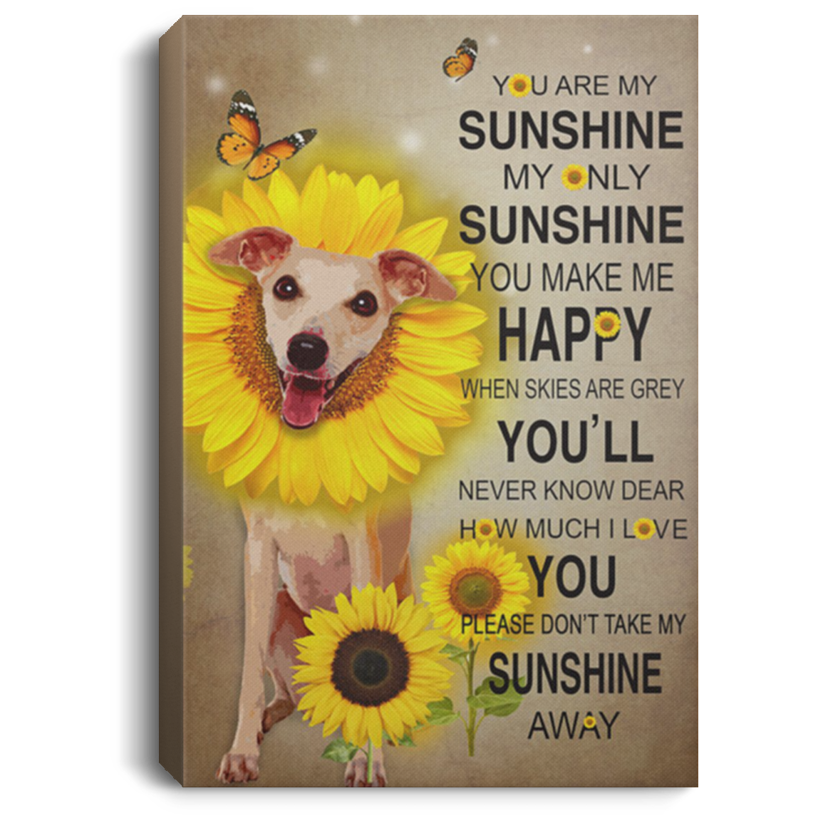200825G Greyhound Sunflower Dog Canvas Pictures Perfect Birthday Christmas Ideas Great Gift Decoration 8x12 12x18 16x24