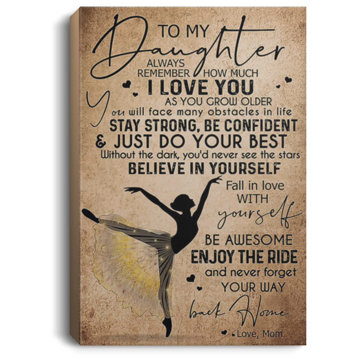 200813BB Daughter Family Inspirational Wall Art Canvas From Mom Perfect Birthday Christmas Ideas Great Gift Decoration 8x12 12x18 16x24