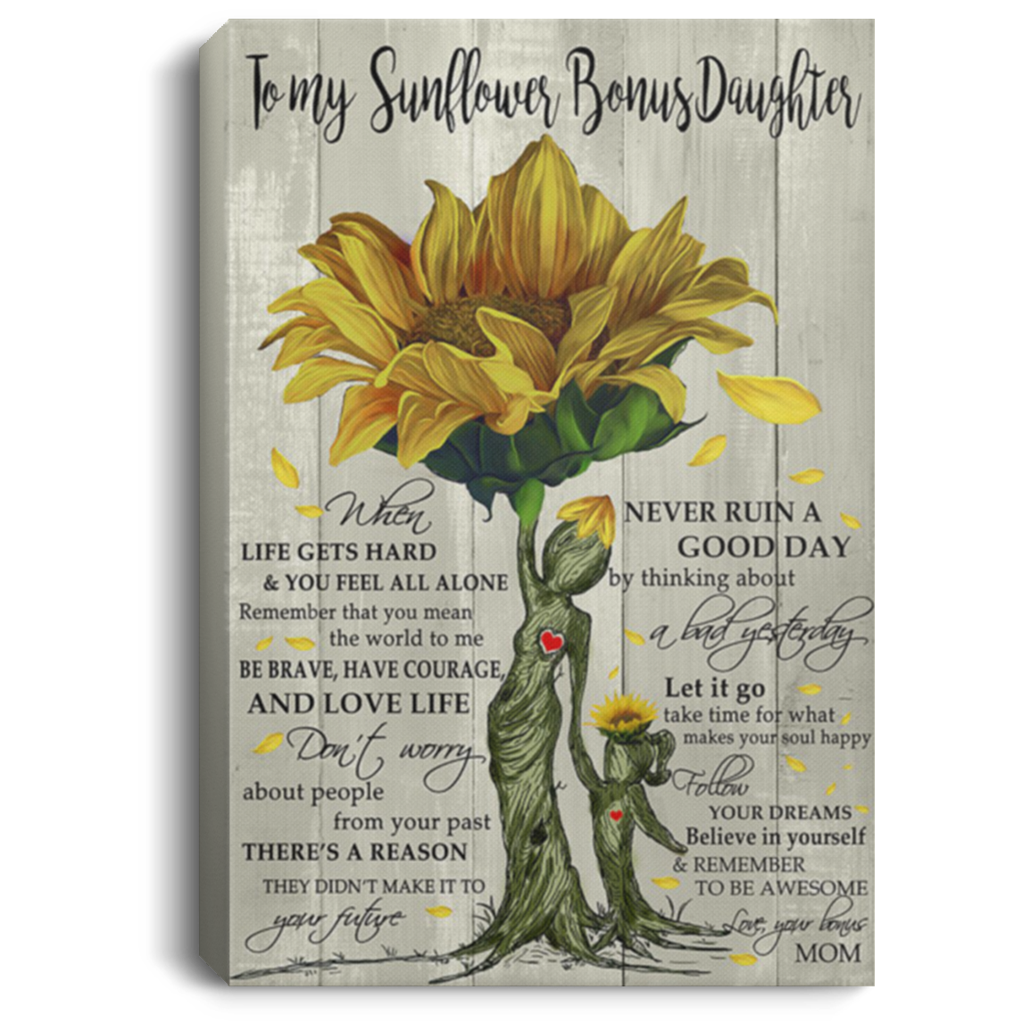 200813BB To My Sunflower Bonus Daughter From Mom Wall Art Canvas Posters Awesome Birthday Christmas Ideas Great Gift Decoration 8x12 12x18 16x24