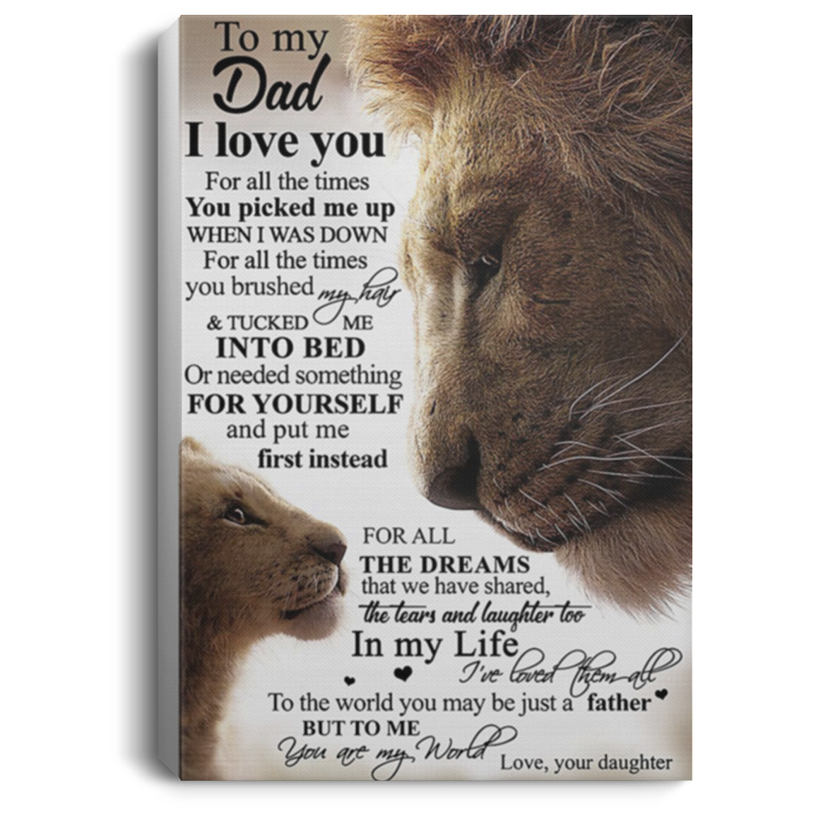 200813BB Wall Art Canvas Home To My Lion Dad From Daughter Perfect Birthday Christmas Ideas Great Gift Decoration 8x12 12x18 16x24