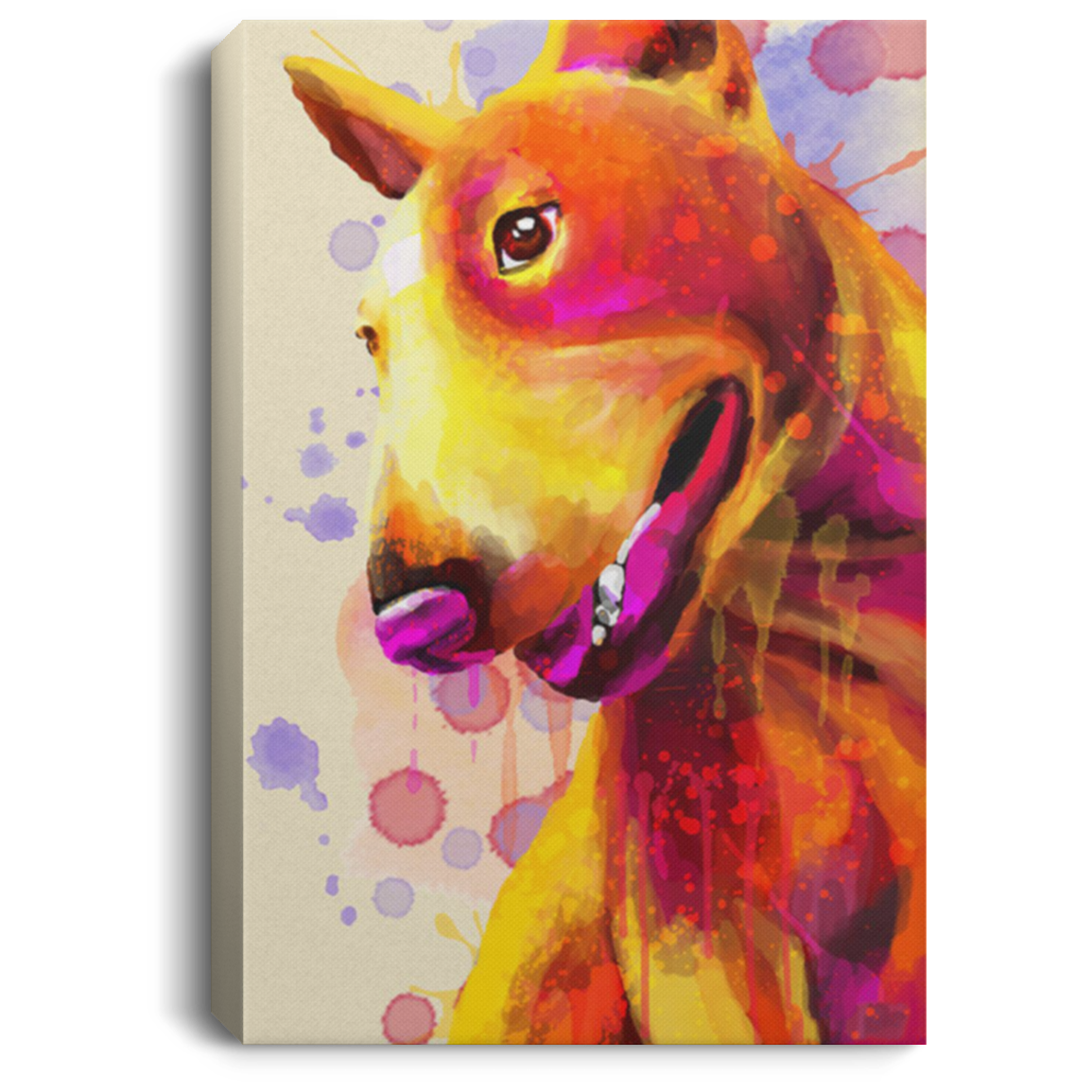 200822H Bull Terrier Water Color Canvas Wall Art Picture Personalized Gift For Men Women On Birthday Christmas Wrapped Ready To Hang 8x12 12x18 16x24