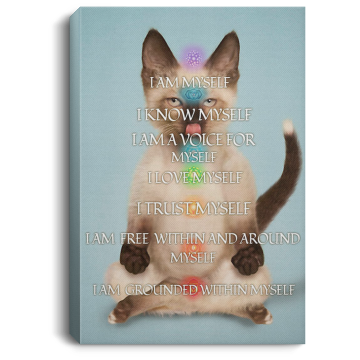 200818EE I Am Myself Yoga Siamese Cat Canvas Poster Decor Perfect Birthday Christmas Ideas Great Gift Decoration 8x12 12x18 16x24