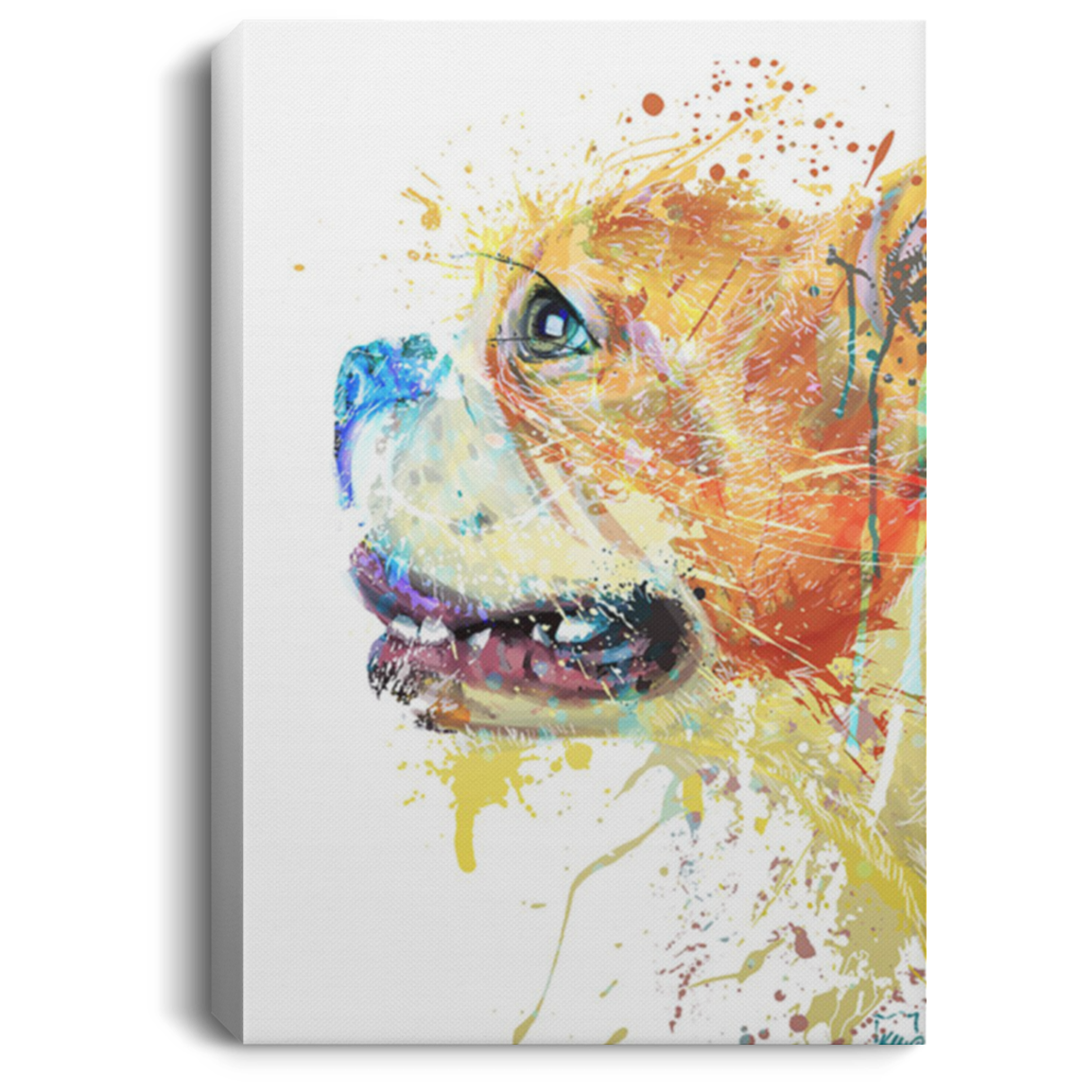 200825G Boston Terrier Dog Water Color Wrapped Framed Canvas Awesome Birthday Christmas Ideas Great Gift Decoration 8x12 12x18 16x24