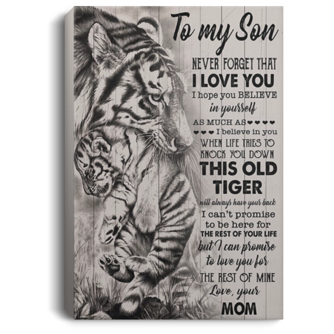 200813BB Canvas Poster Print Tiger Art Print To My Son From Mom Awesome Birthday Anniversary Christmas Ideas Great Gift Decoration 8x12 12x18 16x24
