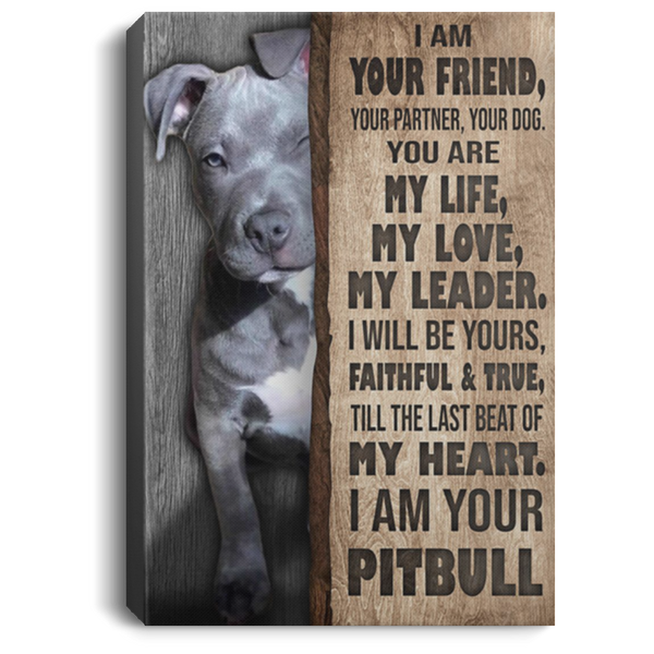 200813BB Vintage Poster Canvas Wall Art Pitbull Dog I Am Your Friend Awesome Birthday Anniversary Christmas Ideas Great Gift Decoration 8x12 12x18 16x24