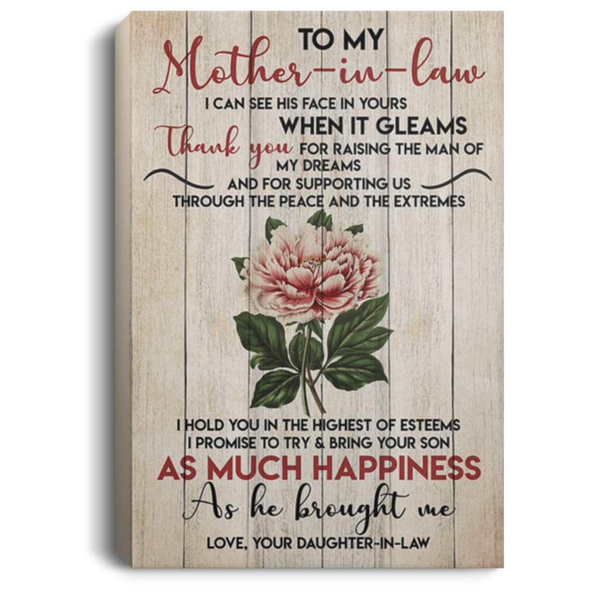 200813BB Flower Mother In Law Canvas Poster Art Print Decor From Daughter In Law Awesome Birthday Christmas Ideas Great Gift Decoration 8x12 12x18 16x24