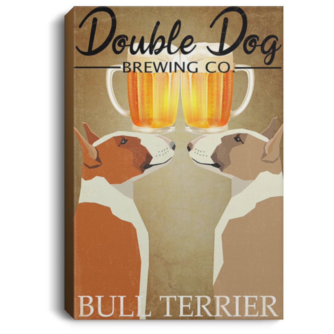 200822H Bull Terrier Double Dog Brewing Co Canvas Posters For Walls Best Gift For Men Women On Birthday Christmas Wrapped Ready To Hang 8x12 12x18 16x24