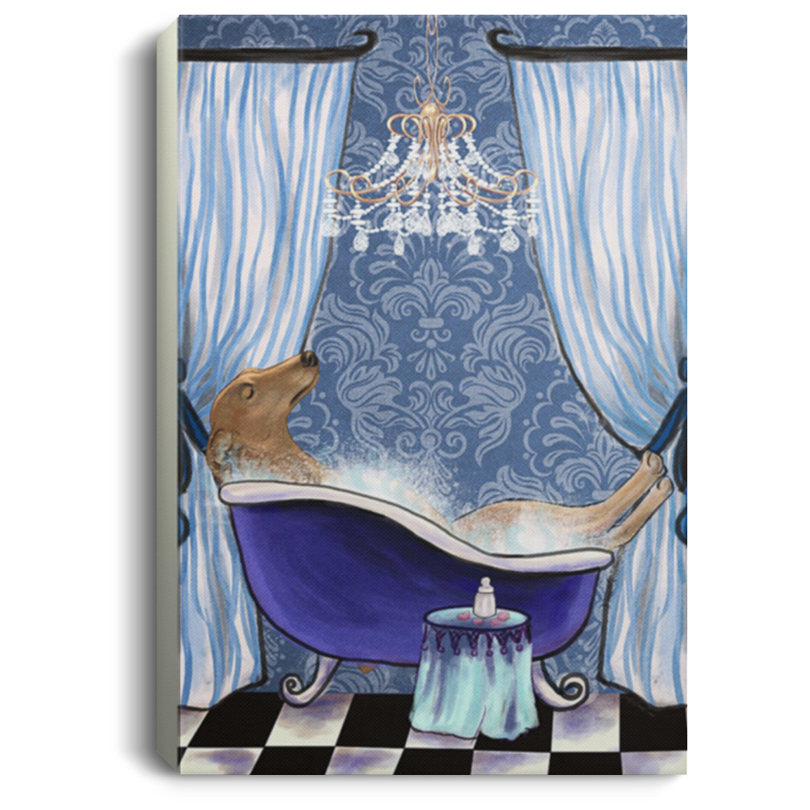 200825G Greyhound Bath Dog Canvas Wall Decor Bedroom Living Room Gift For Men Women On Birthday Xmas Wrapped Ready To Hang 8x12 12x18 16x24