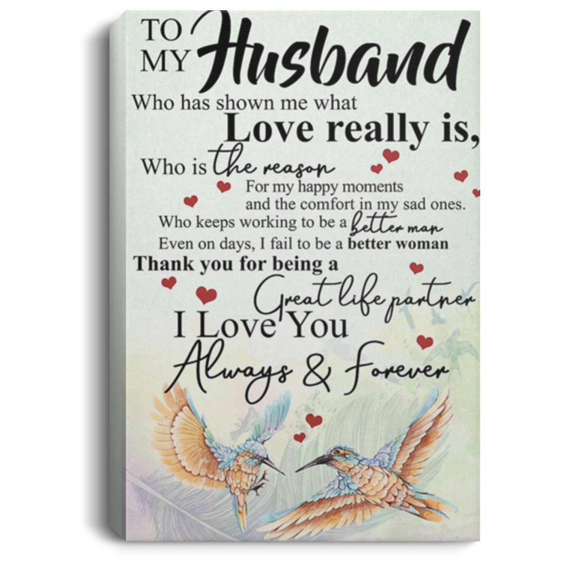 200813BB Husband Vintage Poster Canvas Wall Art Humming Bird Thank You For Being A Great Life Partner Poster Gift From Wife