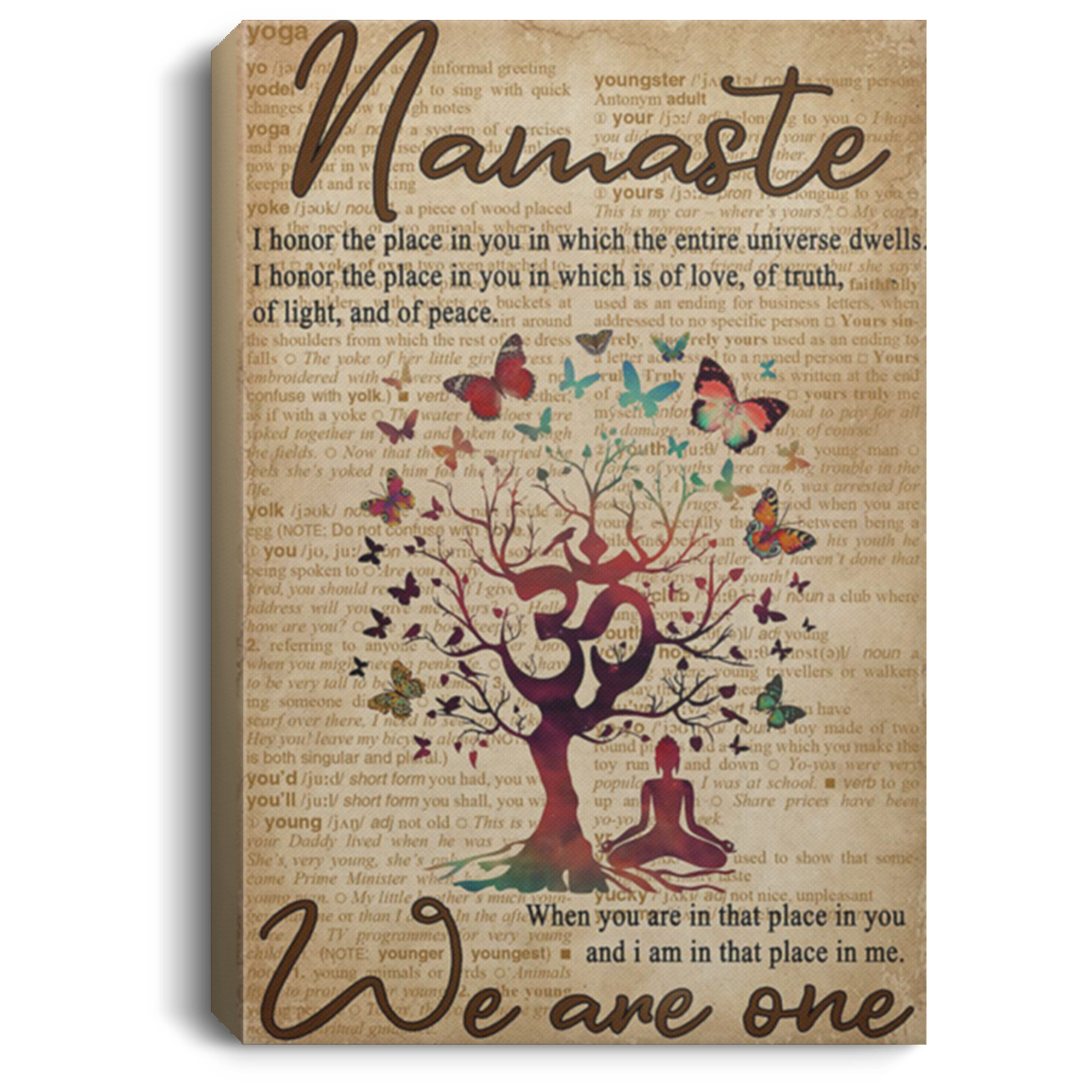 200818EE Dictionary Namaste Yoga We Are One Wall Art Canvas Prints Perfect Birthday Christmas Ideas Great Gift Decoration 8x12 12x18 16x24