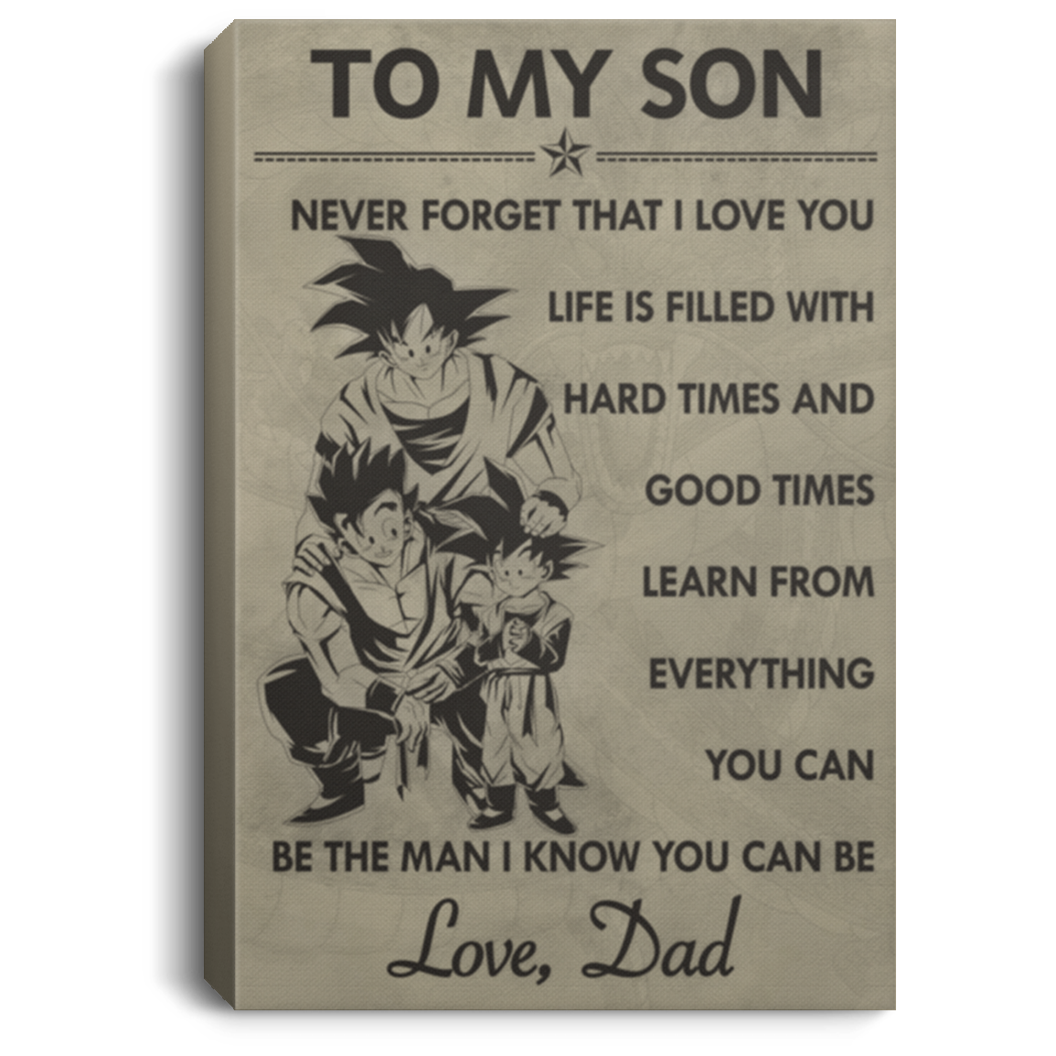 AAA200704 To My Son Goku Art Posters Inspirational Canvas Wall Art Be The Man I Know You Can Be From Dad 8x12 12x18 16x24