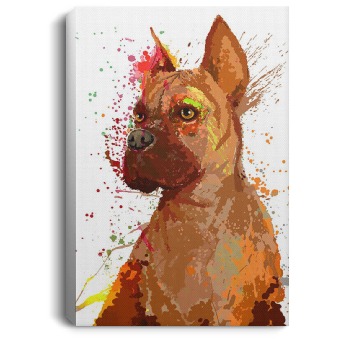 200822H Boxer Dog Water Color Wall Art Canvas Vertical Picture Personalized Gift For Men Women Wrapped Ready To Hang 8x12 12x18 16x24