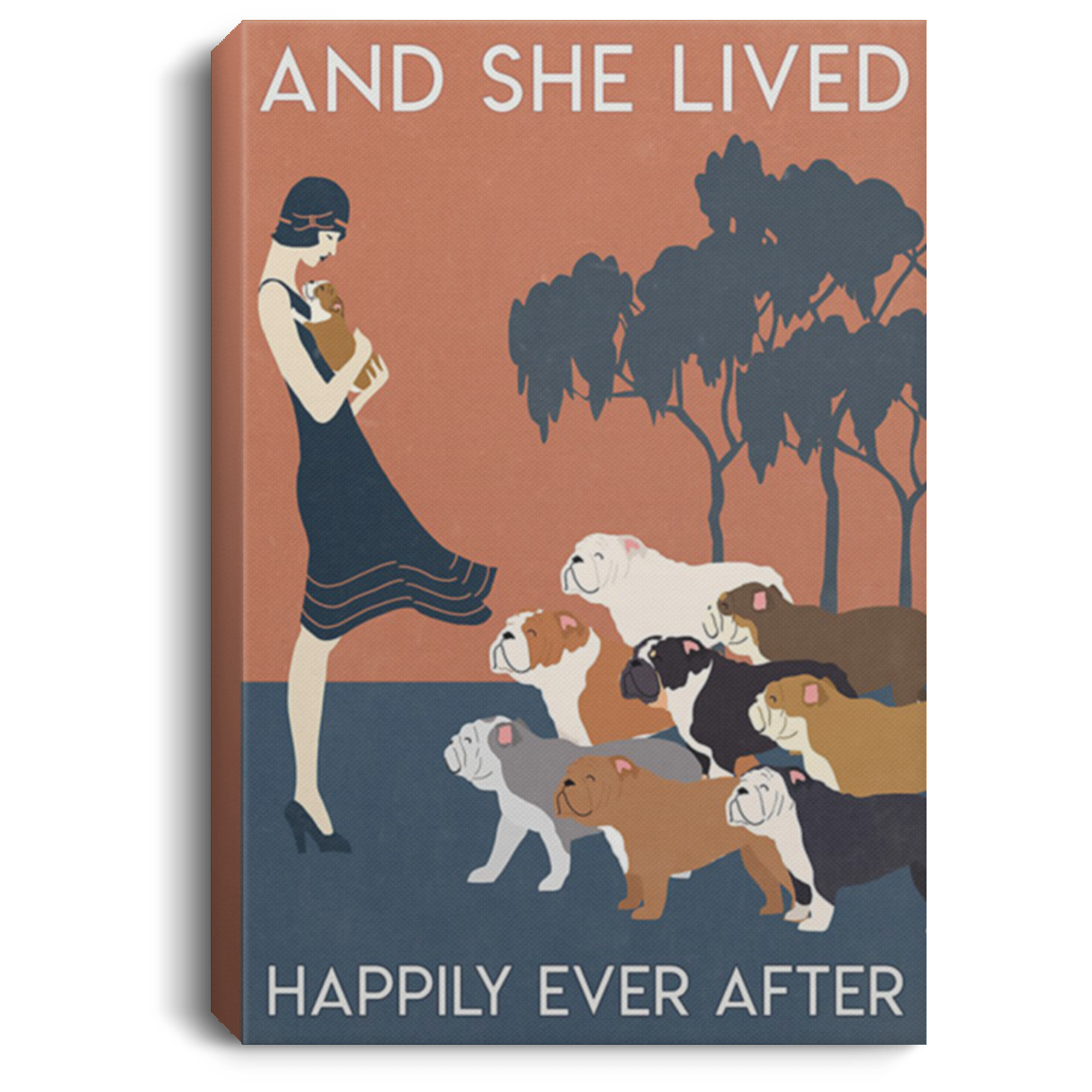 200822H Bulldog And She Lived Happily Ever After Canvas Poster Wall Art Wrapped Ready To Hang 8x12 12x18 16x24