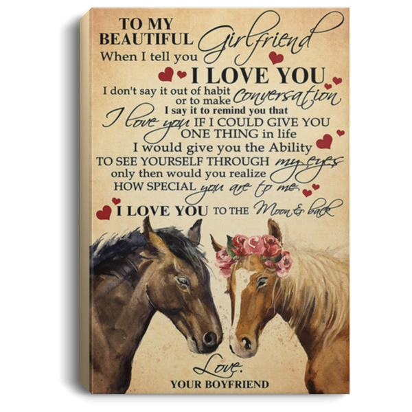 200813BB Boyfriend To Girlfriend Horse Vintage Poster Canvas Wall Art I Love You To The Moon And Back 8x12 12x18 16x24