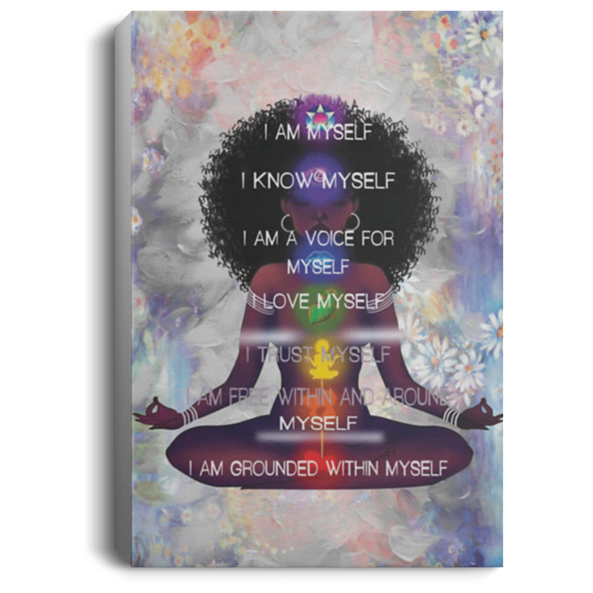 200818EE I Am Myself Black Girl Yoga Canvas Wall Art Poster Awesome Birthday Christmas Ideas Great Gift Decoration 8x12 12x18 16x24