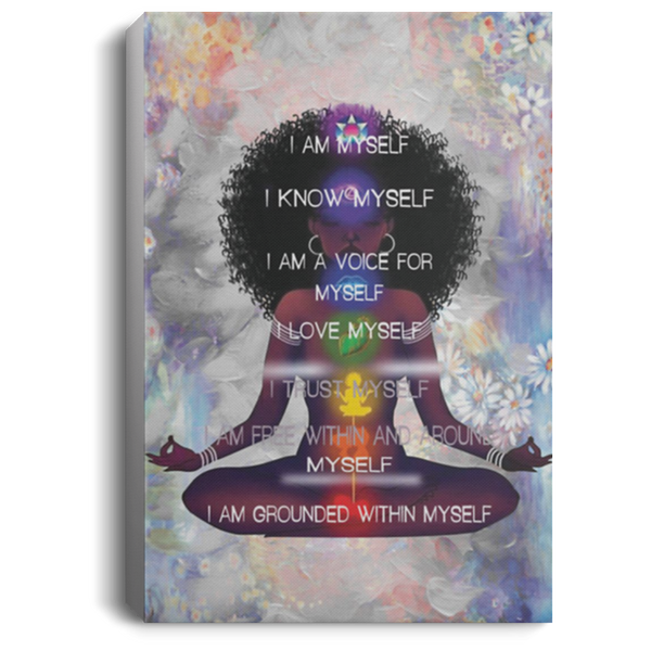 200818EE I Am Myself Black Girl Yoga Canvas Wall Art Poster Awesome Birthday Christmas Ideas Great Gift Decoration 8x12 12x18 16x24