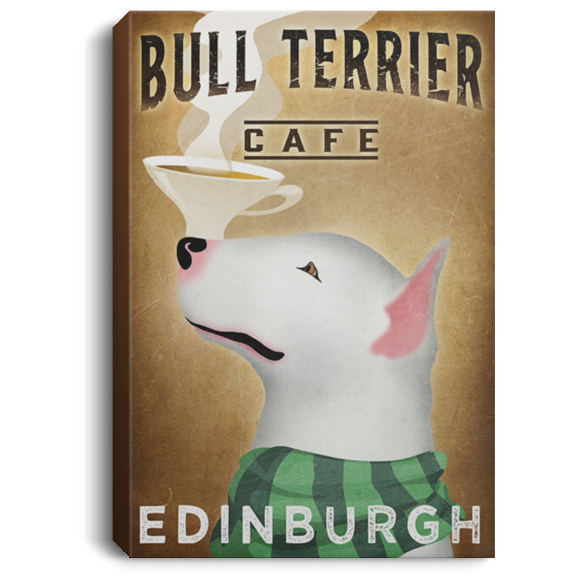 200822H Wall Art Canvas Home Bull Terrier Cafe Personalized Gift For Men Women On Birthday Christmas Wrapped Ready To Hang 8x12 12x18 16x24