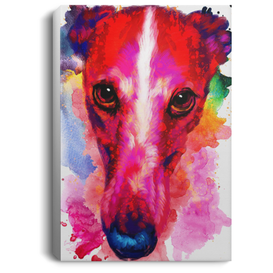 200825G Greyhound Colorful Dog Canvas Wall Art Poster Funny Gift For Men Women On Birthday Christmas Wrapped Ready To Hang 8x12 12x18 16x24