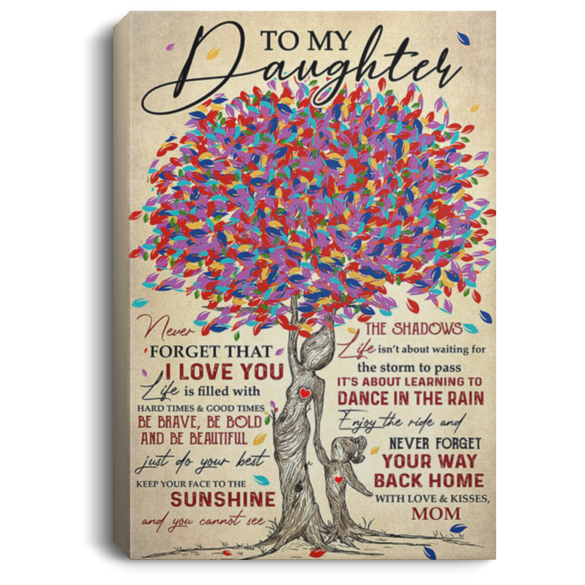 200813BB To My Daughter Tree Canvas Posters For Walls - Personalized Gift For Little Girl From Mom On Birthday Christmas Anniversary