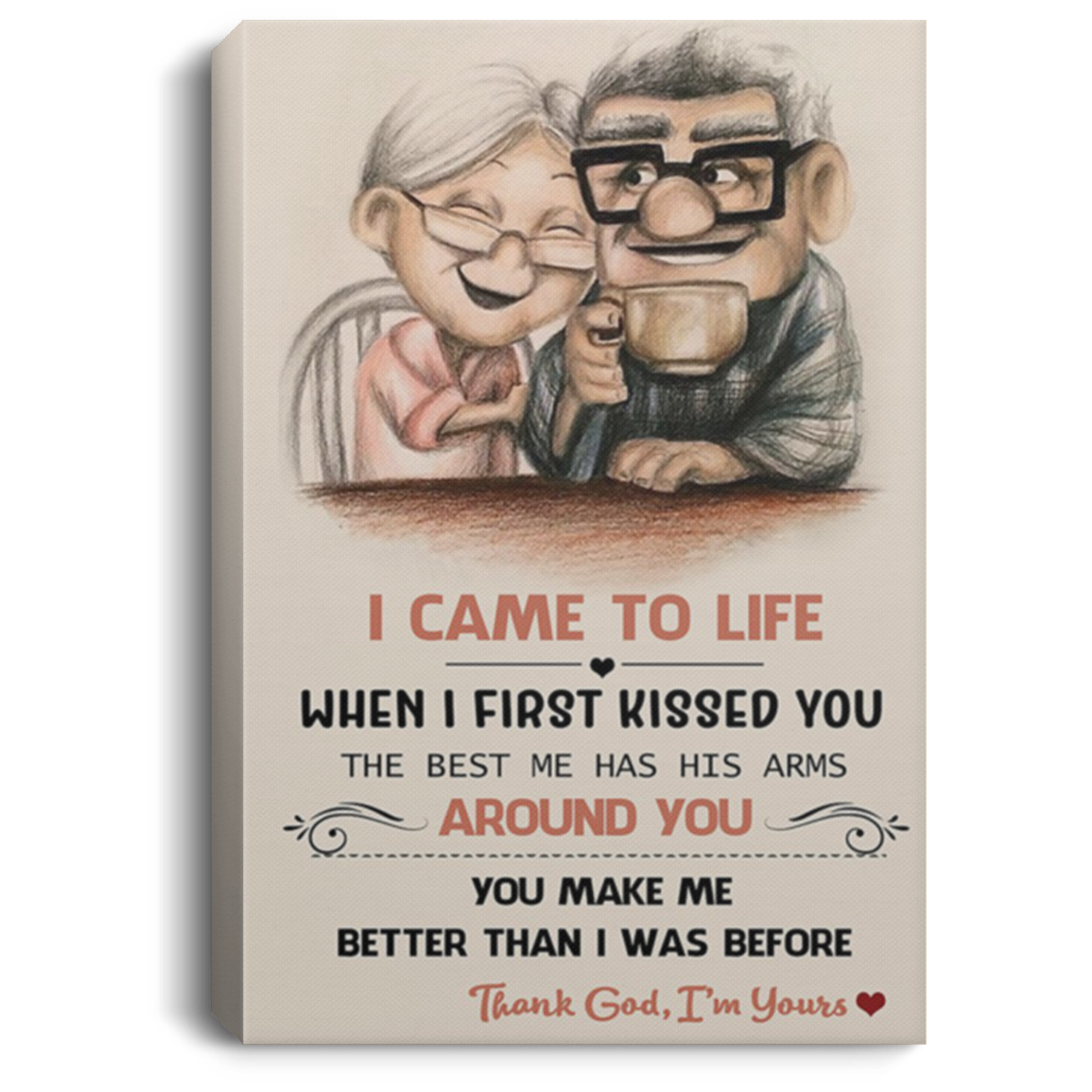 200813BB Thank God Canvas Wall Art For Living Room Bedroom - I Came To Life When I First Kisses You Poster Gift For Men Women 8x12 12x18 16x24