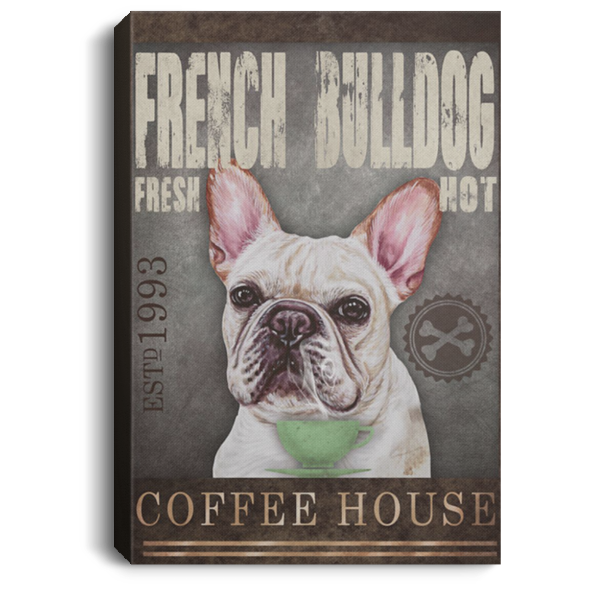 200822H French Bulldog Canvas Posters For Walls Dog Pet Print Picture Wrapped Ready To Hang 8x12 12x18 16x24