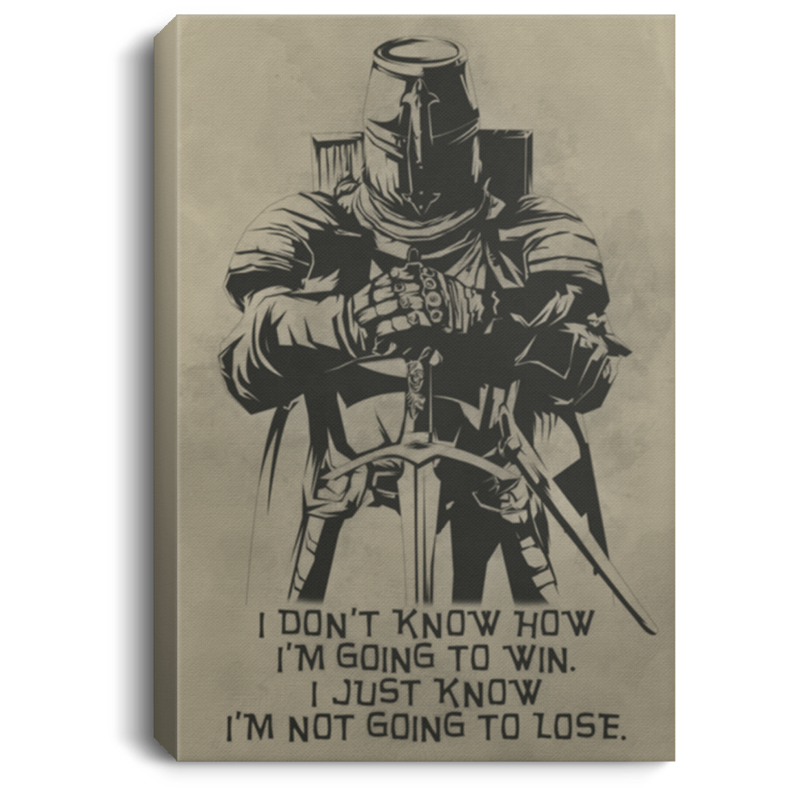 AAA200704 Warrior Knight Wall Art Canvas For Bedroom Living Room Office I Don't Know How I'm Going To Win 8x12 12x18 16x24