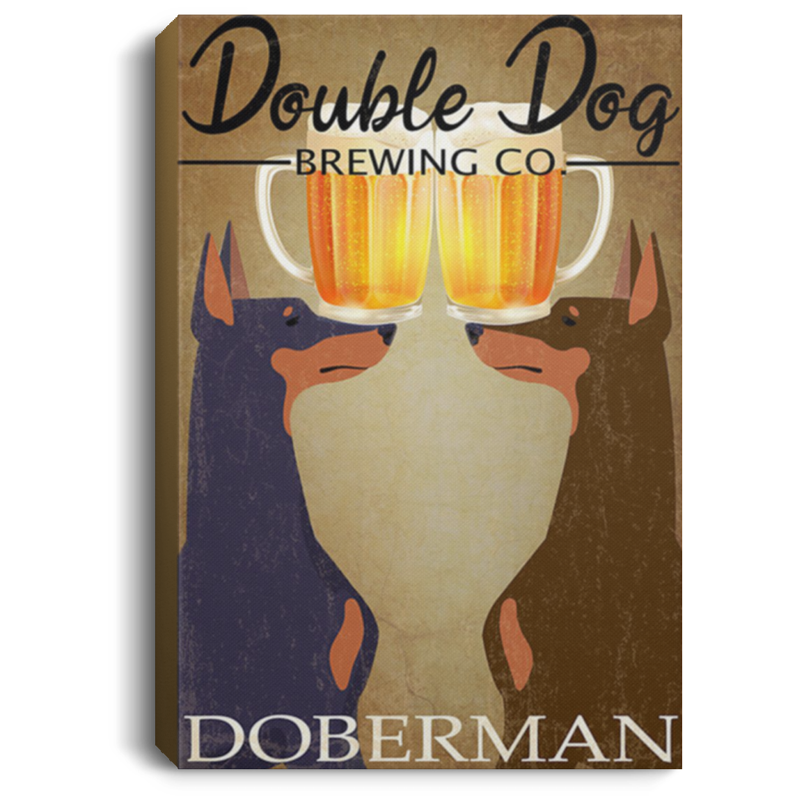 200825G Double Dog Brewing Co Dog Canvas Wall Art For Living Room Wrapped Ready To Hang Personalized Birthday Christmas Gag Gift For Men Women 8x12 12x18 16x24