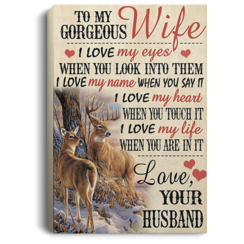 200813BB Husband To Wife Deer Vintage Poster Canvas Wall Art I Love My Eyes When You Look Into Them - Best Gift On Xmas Birthday Valentine's Day