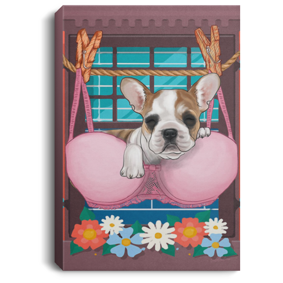 200822H French Bulldog Funny Wall Art Canvas Vertical Gift For Men Women On Xmas Birthday Wrapped Ready To Hang 8x12 12x18 1